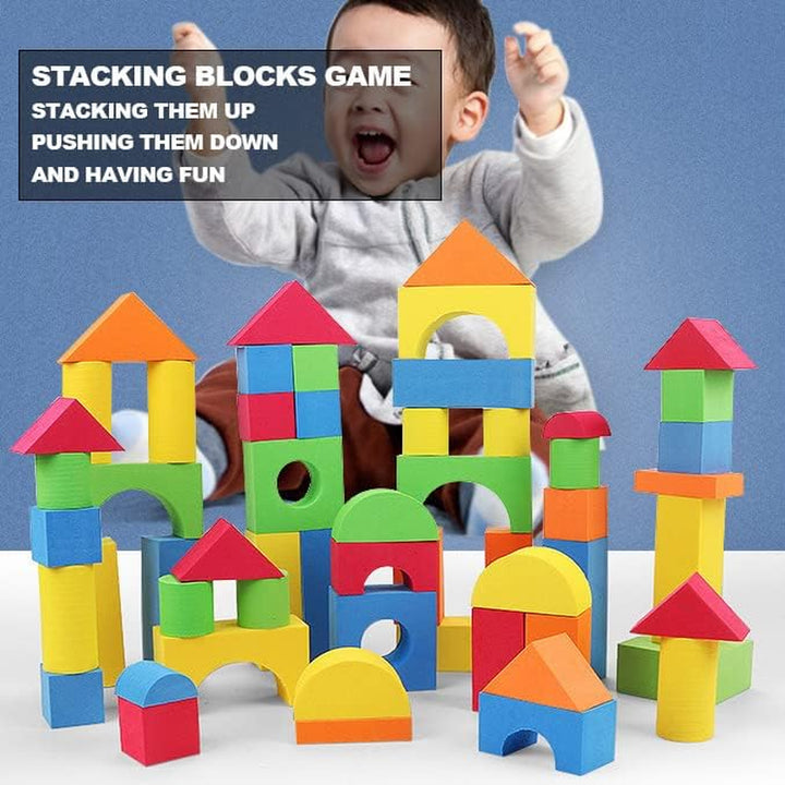 Foam Building Blocks for Toddlers 2-4, 41 Pieces EVA Soft Stacking Blocks, Baby Bath Foam Toy Set, Early Learning Construction Toys & Gifts for Kids, Boys & Girls 18+ Months
