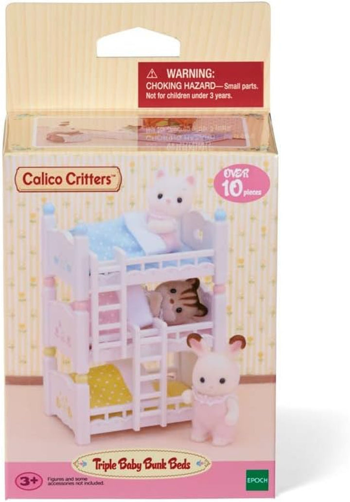 Triple Baby Bunk Beds - Dollhouse Furniture Set for Ages 3+