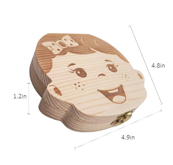 Baby Tooth Box Keepsake for Girls,Wooden Tooth Storage and Saver Box for Lost Teeth Children,Newborn Baby Birthday and Shower Gift