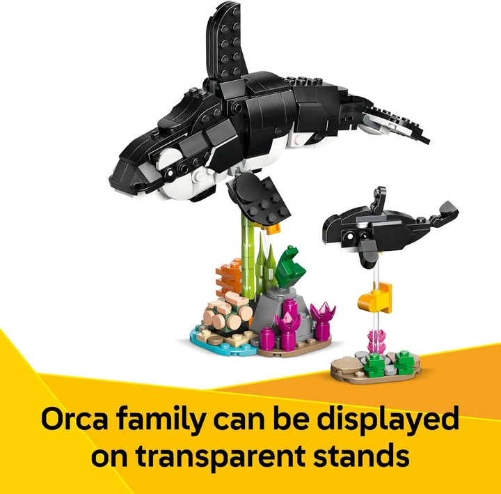 Creator 3 in 1 Wild Animals Panda Family - Building Toy Kit for Kids with 3 Building Options, Panda, Penguin, or Orca - 8 Year Old Girl & Boy Birthday Gifts - 31165