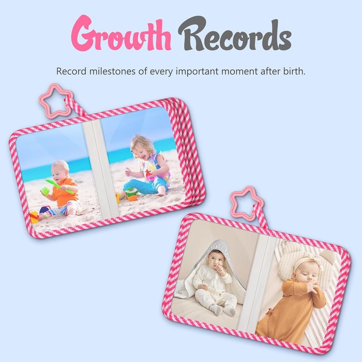 Baby Photo Album 4X6 Inch, 18 Photos My First Family Album Book with Soft Cloth Cover & Hook for Newborn/Toddlers/Kids/Baby Shower Memory Birthday Gifts, Raining Hearts