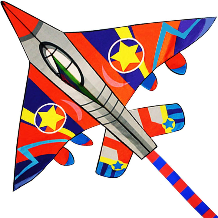 58" Fighter Plane - Kite for Kids & Adults, Easy to Fly, Beach Trip Beginner Kite with Reel and 200Ft String