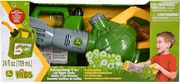 John Deere Bubble Leaf Blower Toy for Kids Includes 24Oz Bubble Refill Gas Can, Outdoor Bubble Machine for Kids, Easy to Use, Outdoor Play, Great Gift Toddler 3+