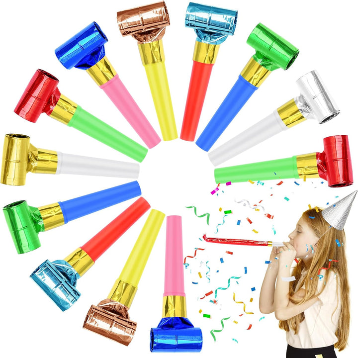 12 Pcs Party Blower Colorful Blowouts Noisemakers Birthday Blowouts Whistles for Party Favors(Colorful Paper Roll)