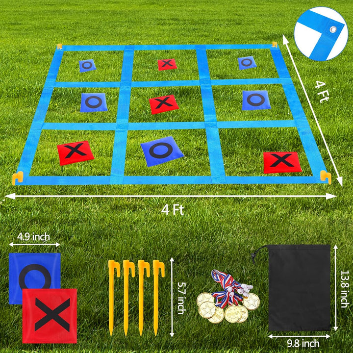 Outdoor Giant Tic Tac Toe Bean Bag Toss Games for Kids Adults Family, Large outside Lawn Yard Backyard Carnival Field Day Game, Beach Picnic Camping Birthday Party Family Reunion Games