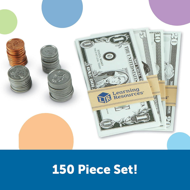 Pretend Play Money - 150 Pieces, Ages 3+ Play Money for Kids, Pretend Money for Kids, Play Money Set, Money and Banking Play Toys, Toddler Learning Toys, for Kids