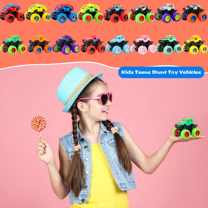 16 Pcs Mini Truck Toys for Boys Small Friction Powered Vehicles Toys for Kids Christmas Birthday Party Favors Family Games Class Rewards