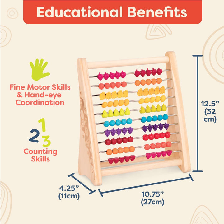 – Fruity! Wooden Abacus for Kids Classic Math Learning Toy with 100 Beads Educational for Addition, Subtraction Numbers & Counting 18+ Months