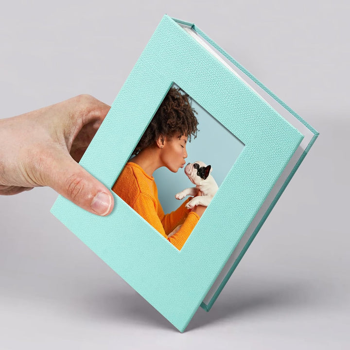 Small Photo Album 4X6 Slip-In Picture Album 50 Pages Holds 100 Photos, Portable Photo Book 4X6 for Wedding Family Baby Travel Blue