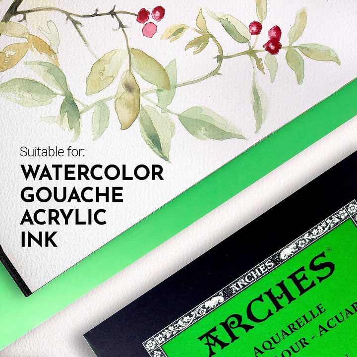 Watercolor Pad, Cold Press, 9X12 Inches, 12 Sheets - Professional Art Paper for Watercolor Gouache Ink Acrylic