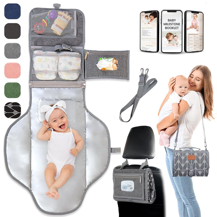 Portable Changing Pad for Baby – Soft, Comfortable Portable Diaper Changing Pad with Wipes Pockets, Waterproof and Easy to Clean – Baby Registry Search, New Born Baby Essentials Must Haves, Baby Stuff