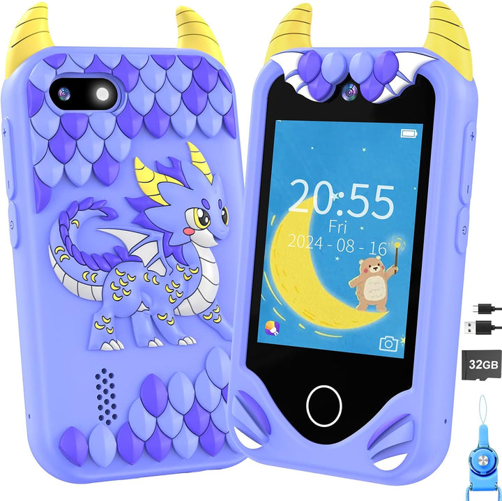 Kids Smart Phone for Girls Gifts - Toddler Christmas Birthday Gift for Age 3 4 5 6 Year Old, Kids Cell Phone Toy with Touchscreen, Dual Cameras, Learning, Kid Mp3 Player, Games with 32 GB Card