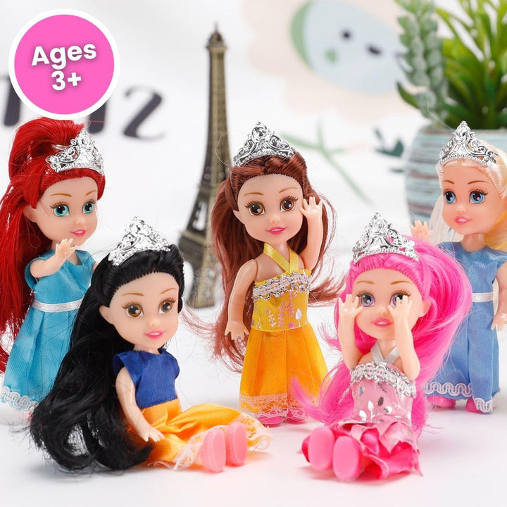 Little Royal Princess Toddler Dolls with Dresses, Girls Imaginative Pretend Play Small Dolls Party Favors Collection (Princess)
