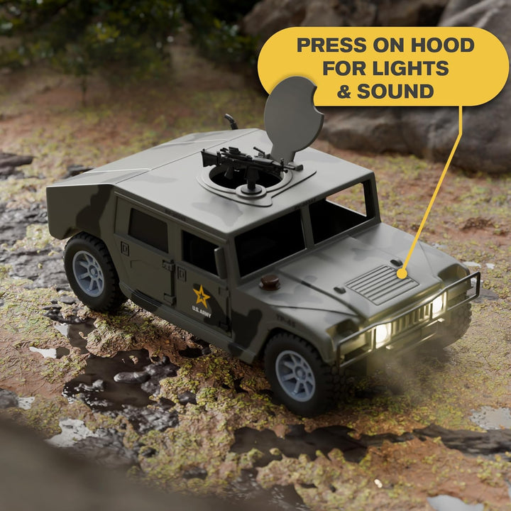 U.S. Army Recon Vehicle, Military Vehicle Toys, Army Battle Truck, with Light & Sound, Roof Hatch Open & Close Features, and More. Perfect for Gift for Kids