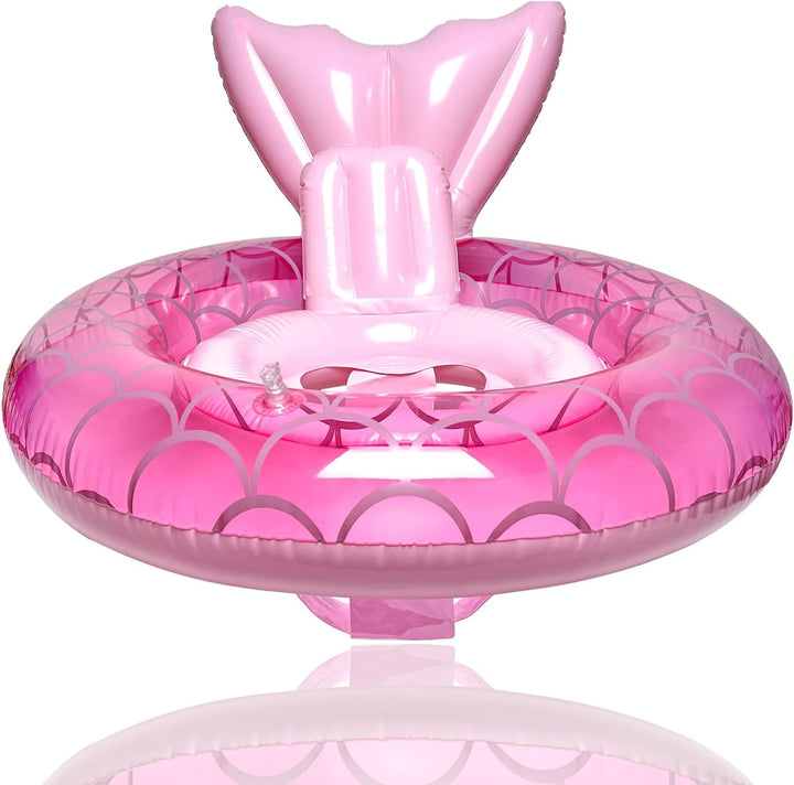 2023 New Mermaid Baby Swimming Pool Floats 6-48 Months,Inflatable Pool Swim Ring with Seat and Handle for Babies Toddlers Infant Training Summer (1-Pink)