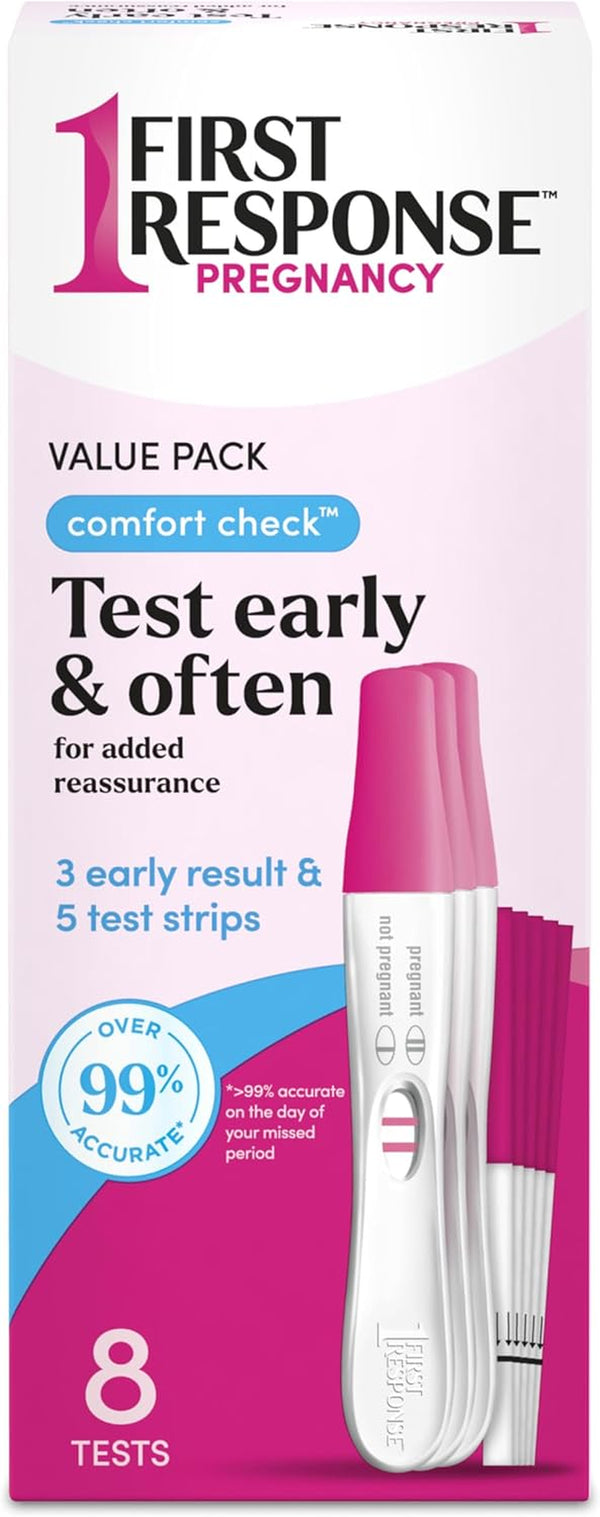 Comfort Check Pregnancy Test, 8 Count, Pink & White