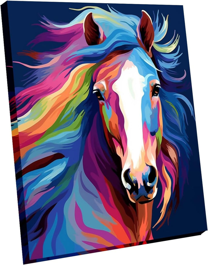 Paint by Numbers DIY Acrylic Painting Kit for Kids & Adults Beginner – 16" Wx20 L Colorful Horse Head Pattern