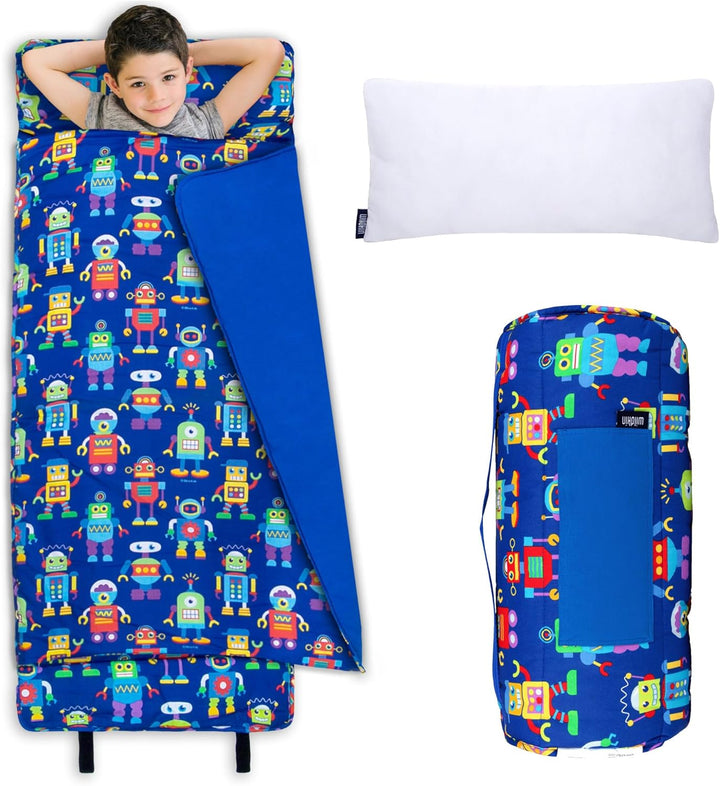 Kids Original Nap Mat – Cozy Kids Sleep Mat with Pillow, Ideal for School & Travel - Trains, Planes, and Trucks
