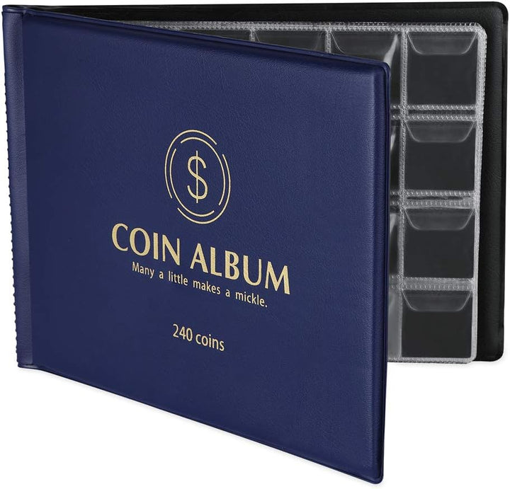 Coin Collection Holder Album for Collectors, 240 Pockets Coin Collection Book Office Supplies