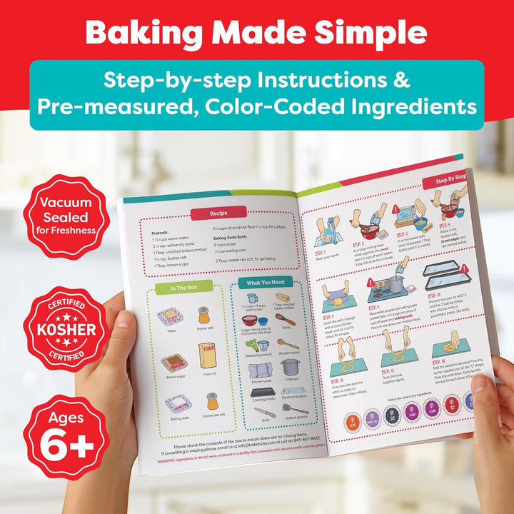 Pretzel Making Kit - Real Cooking Set for Kids Ages 5-12+ with Recipe and Ingredients - Kids Baking Set for Girls & Boys - Great Gift for Family Bonding