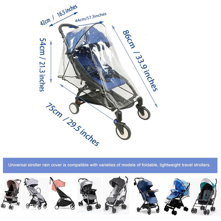Stroller Rain Cover Universal Stroller Cover for Toddler Umbrella Stroller,Compact Travel Stroller, Waterproof Snow Wind Weather Shield,Food Grade EVA No Odor