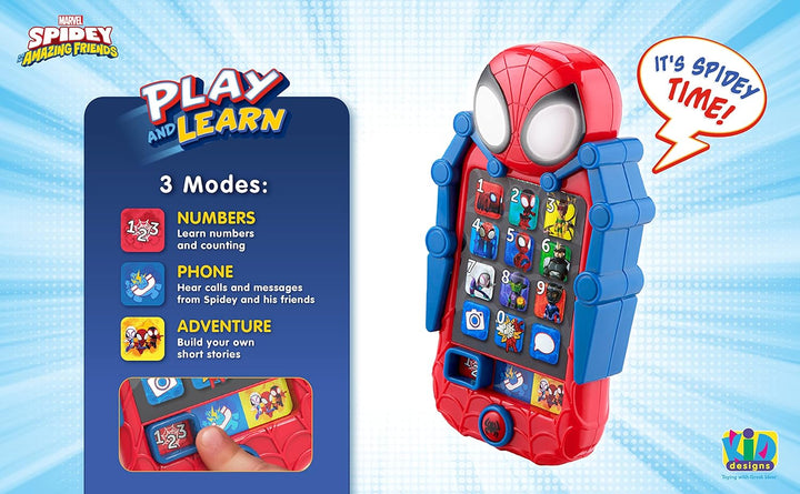 Spidey and His Amazing Friends Toy Phone for Toddler with Built-In Preschool Learning Games, Educational Toys for Activities and Pretend Play, for Fans of Spiderman Gifts