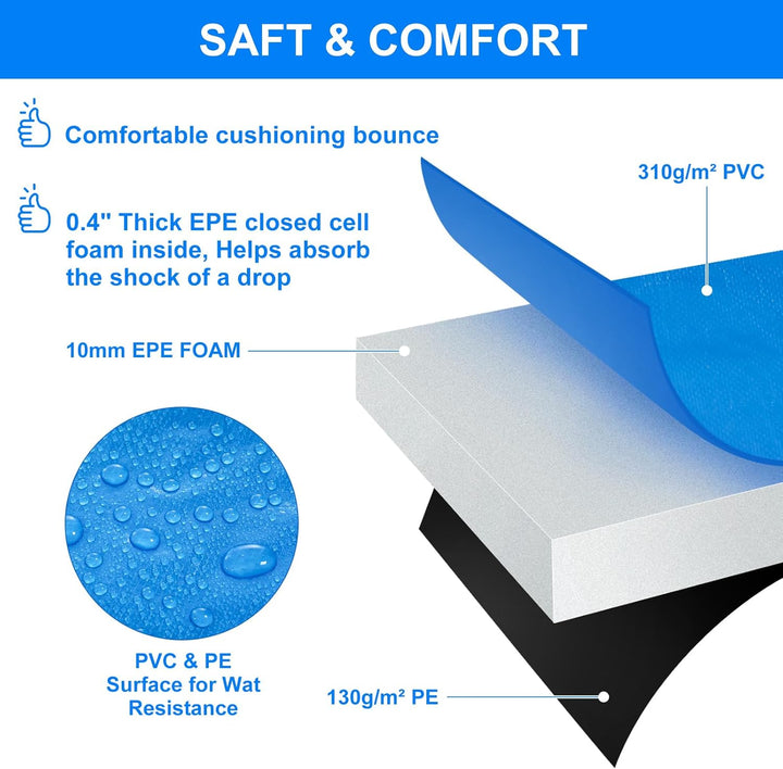 Trampoline Pad Replacement 12Ft 15Ft 0.6'' Thick Universal Trampoline Safety Padding Spring Cover Waterproof and Comfortable for Outdoor Indoor, No Hole for Pole