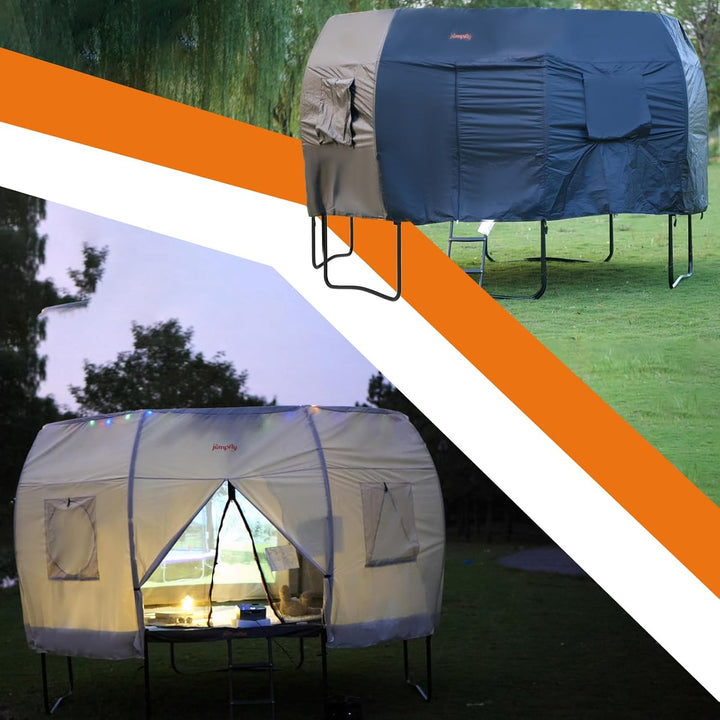 round Trampoline Tent for Kids(Tent Only),Fit for 6/8 Curved Poles round Trampolines, Trampoline Shade Cover with LED Light, Trampolien Accessories, Anti-Tear