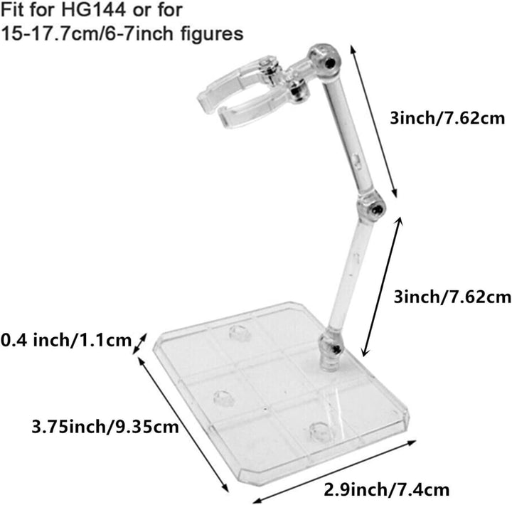 2 Pcs of HG144 Action Figure Stand, Display Holder Base, Doll Model Support Stand Compatible with 6" HG RG SD SHF Gundam 1/44 Toy Clear