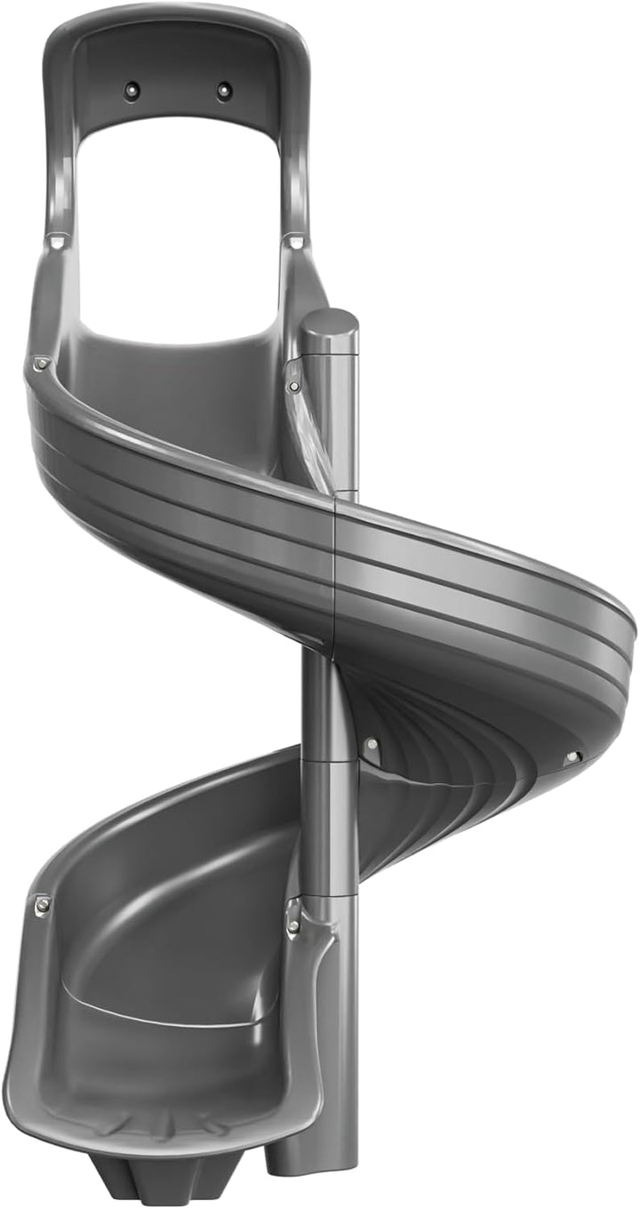 Playground Slide for Kids - Big Spiral Outdoor Slide Attachment for Treehouse or Deck - Plastic Playset Slide for Playground or Backyard with Open Twisty Design - Exit Right - 5 Ft - Gray
