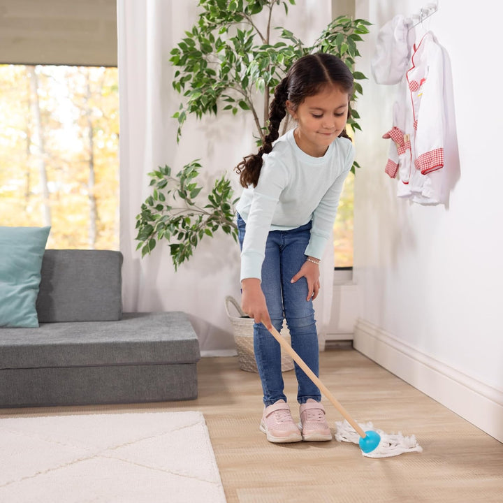 Dust Sweep Mop 6-Piece Pretend Play Set, Toddler Toy Cleaning, Pretend Play Home Cleaning, Kids Broom and Mop Set for Ages 3+