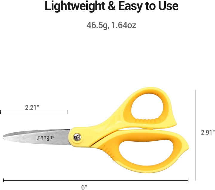 6” Kids Scissors for School - Pointed Tip Student Scissors for Children Comfortable Grip Craft Cutting Paper, Ages 8-11