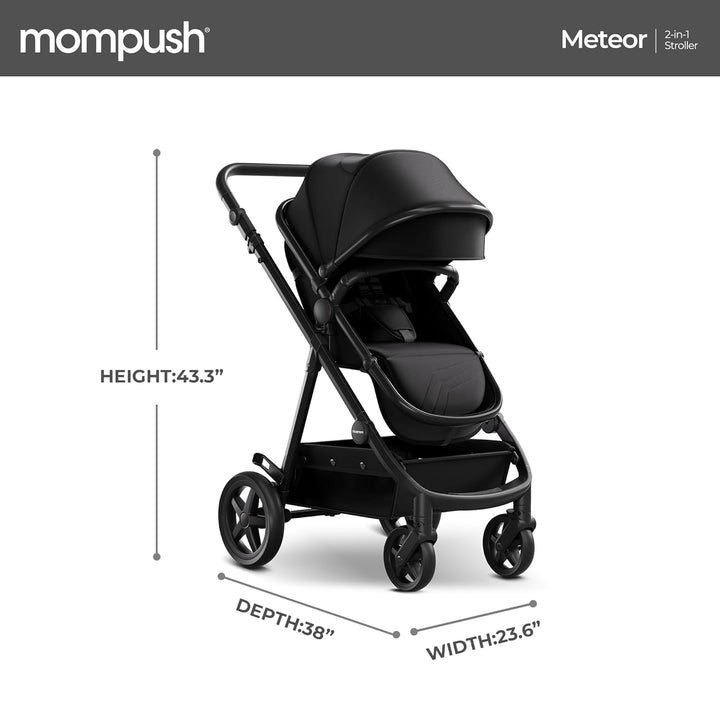 Meteor2 Baby Stroller 2-In-1 with Newborn Mode, Compatible with Infant Car Seat Adapter Included, Full-Size Bassinet Strollers for Family Outings