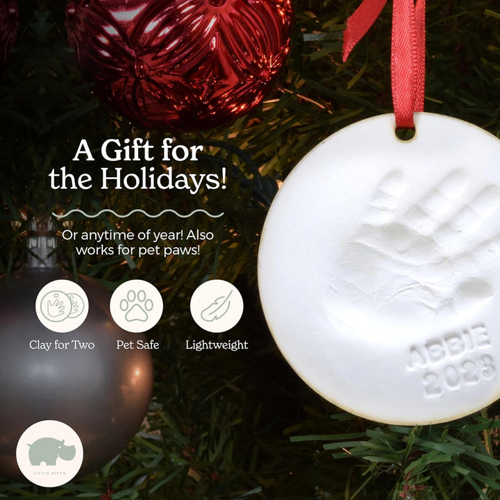Baby Ornament Keepsake Kit (Newborn Bundle) - 2 Easels, 4 Ribbons & Letters! Handprint and Footprint Clay Casting Kit for Baby Shower Gifts, Boys & Girls