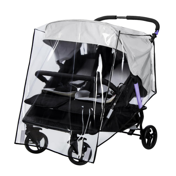 Double Stroller Rain Cover, Weather Shield Double Stroller for Side by Side Seats Twin Stroller, Baby Outdoor Activities Accessories, Protects Children from Rain, Snow, Wind