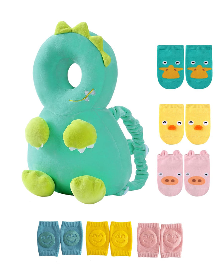 Toddler Baby Head Protector Backpack for Toddler Walker with Knee Pads&Anti-Slip Socks, Angel