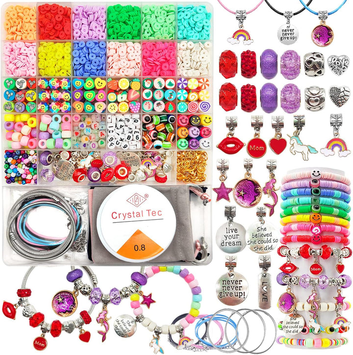Girls Toys Bracelet Making Kit -3400Pcs Charm Jewelry Making Kit Supplies,Unicorn/Mermaid Crafts Birthday Christmas Gifts for Girls Ages 5 6 7 8 9 10 11 12 Years Old