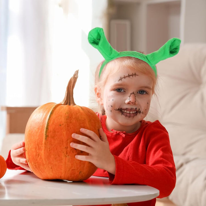 Green Ears Headbands Halloween Head Wrap Hair Accessories Cute Hair Band for Adult Kids Halloween Cosplay Decoration
