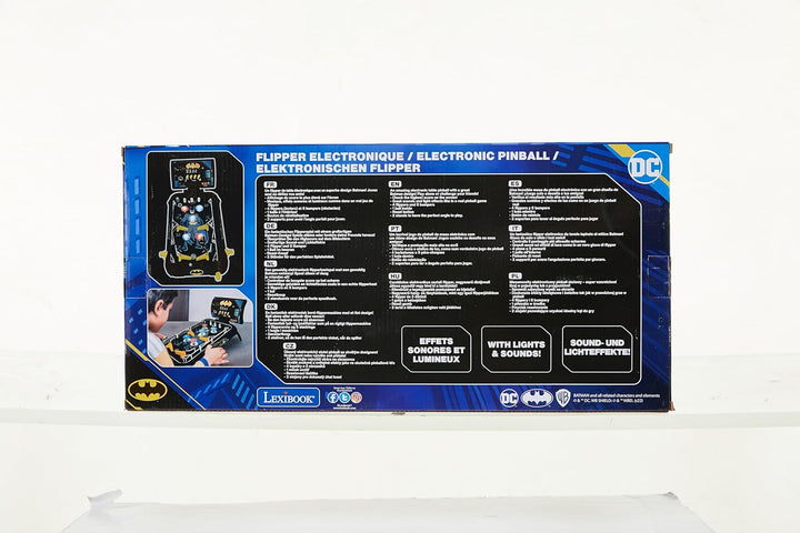 Batman Electronic Pinball Machine, Fun Sounds and Light Effects, 5 Obstacles, Works with 3 LR14 Batteries, Black/Yellow, JG610BAT