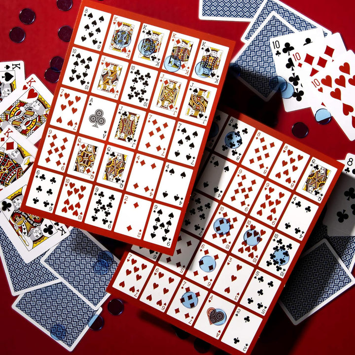 Poker Keno Game Set with Cards and Chips - Adult Family Casino Board Game Night Gift Includes Deck of Playing Cards, 12 Boards, 200 Bingo Chips
