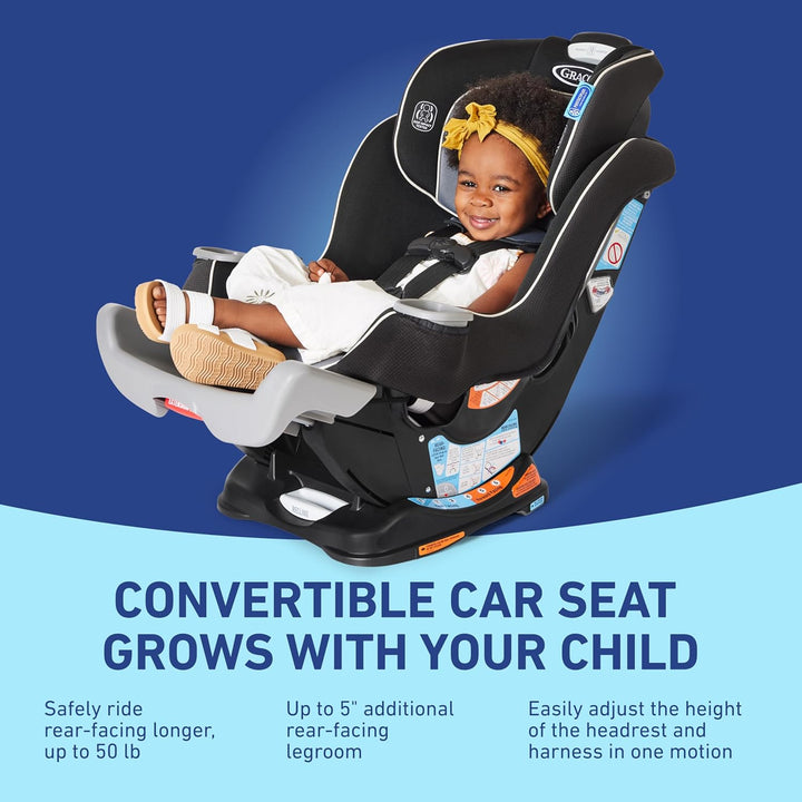 Extend2Fit Convertible Baby Car Seat, Rear and Forward Facing, Adjustable Extension Panel for Extra Legroom, Gotham