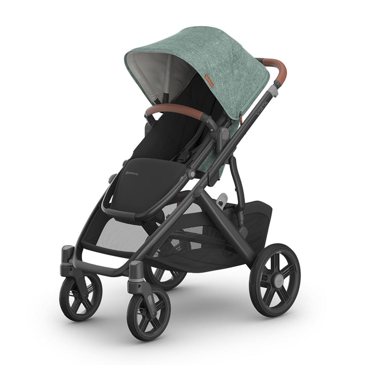 Vista V3 Stroller - Full-Size Single-To-Double Stroller System - Toddler Seat, Bug Shield, Rain Shield, and Storage Bag Included - Jake (Charcoal/Carbon Frame/Black Leather)
