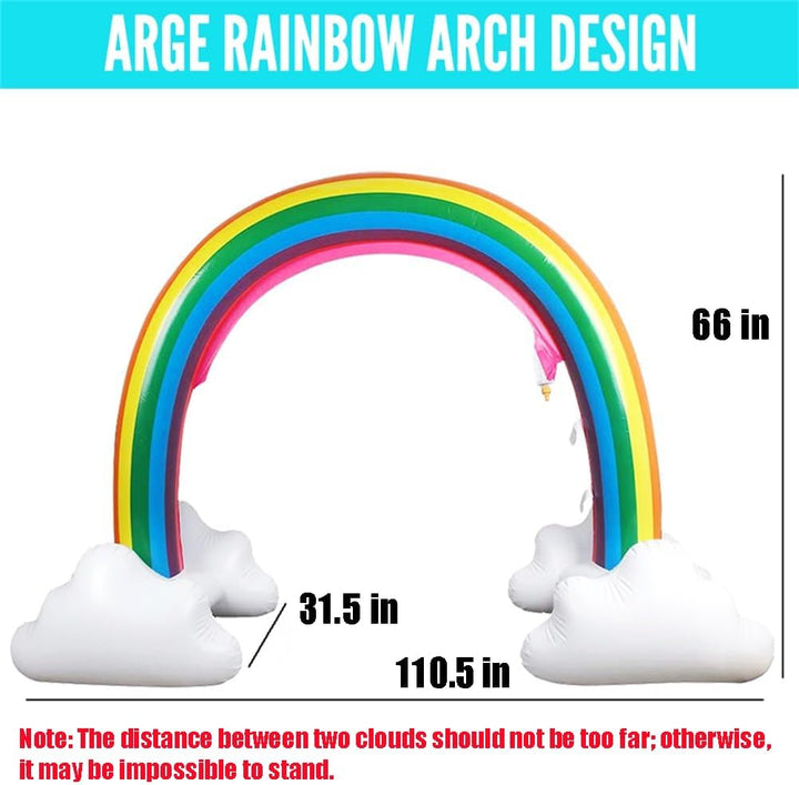 Inflatable Rainbow Cloud Sprinkler Toys, 8 X 5.5 Ft Summer Sprinkler Backyard Water Park Supply for Kids