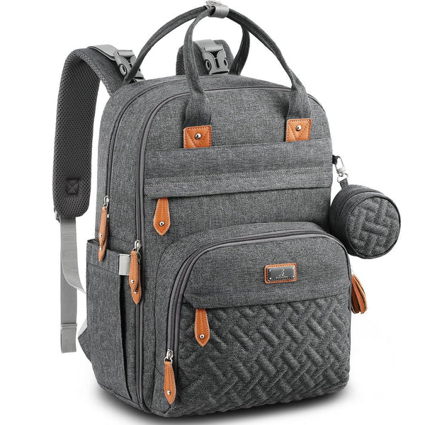 Diaper Bag Backpack - Baby Essentials Travel Tote - Multi Function Waterproof Diaper Bag, Travel Essentials Baby Bag with Changing Pad, Stroller Straps & Pacifier Case - Unisex, Dark Gray