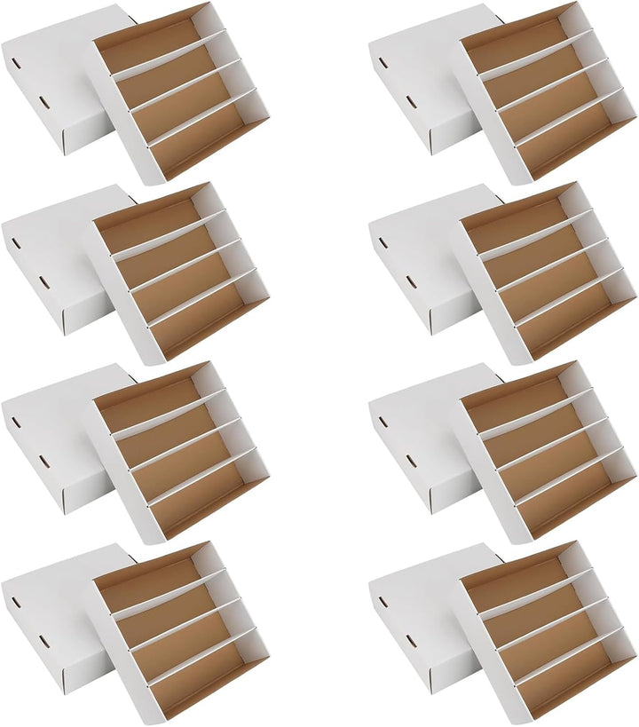 Trading Card Storage Box 3120 Count Collector Cards Box White Sports Card Storage Boxes Card Sorting Tray Cases Cards Collection Trading Cards Box for Soccer Basketball Cards(4 Set)