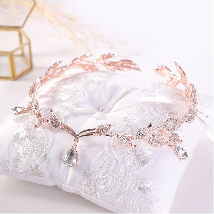Party Girls Headband Wedding Headwear Bridal Headpieces Princess Hair Accessories Frontal Chain Head Jewelry Women Tiaras(Rose Gold)