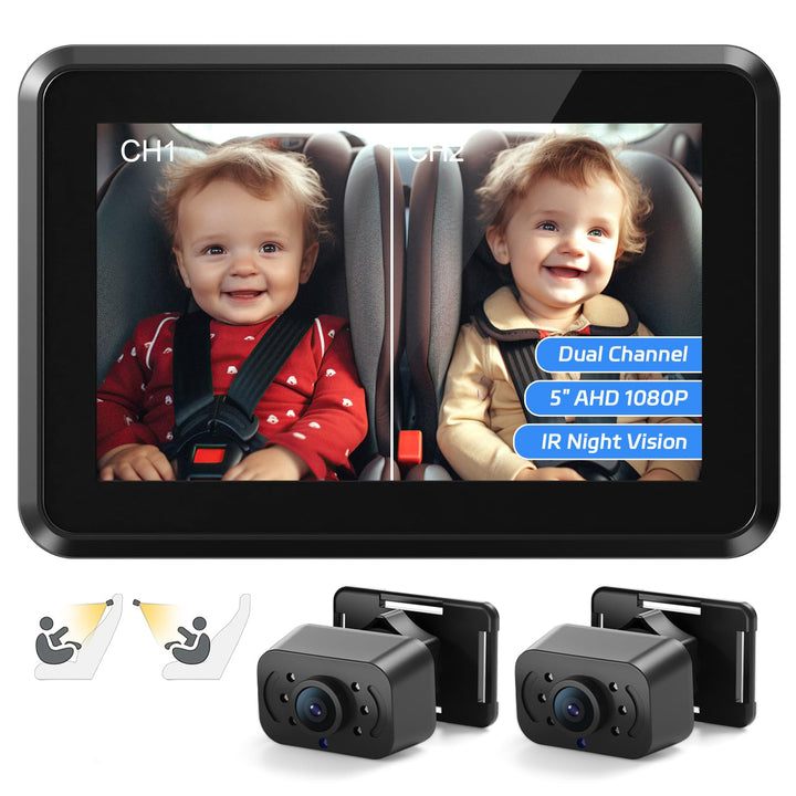 Baby Car Mirror, Back Seat Baby Car Camera with HD Night Vision Function Display, Reusable Sucker Bracket, Wide View, 12V Cigarette Lighter, Easily Observe the Baby’S Move