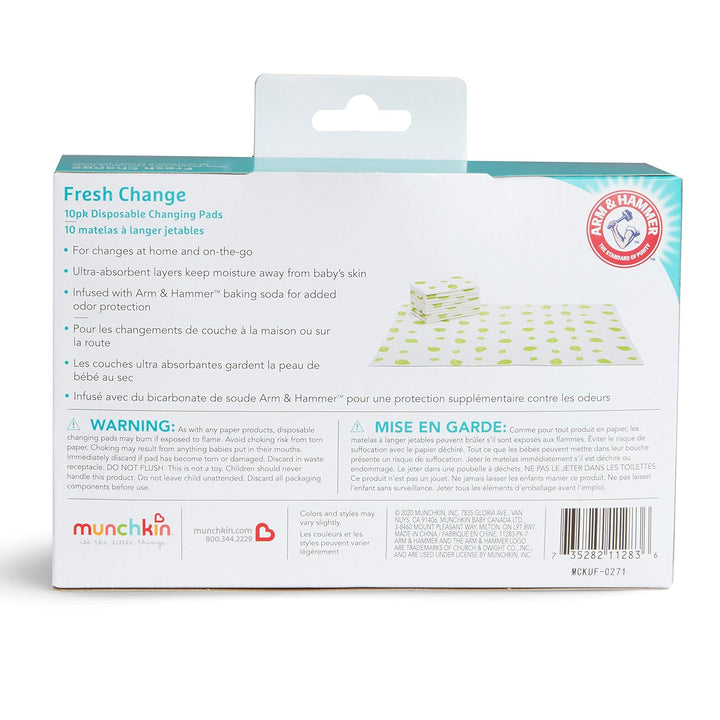 ® Arm & Hammer Disposable Changing Pad, 10 Count , White/Green