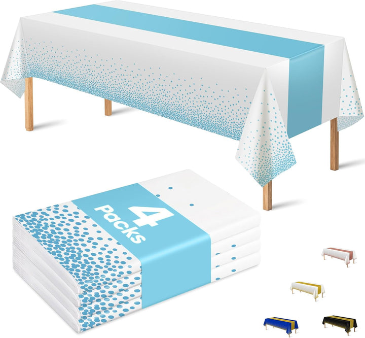 2 Pack Beach Party Decorations - Ocean Waves Plastic Tablecloth for Pool Party Decorations - Sea Water Print Table Cover for Summer Birthday Beach Theme Blue Backdrop Banner