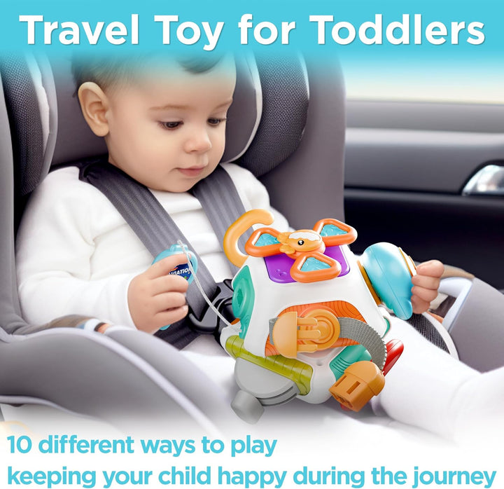 10 in 1 Baby Busy Board Cube, Montessori Sensory Toy Toddler 1-3, Infant Carseat Plane Travel, Kid Education Learning Activity, Birthday Gift 6 9 10 12 18 Month 1 2 Year Old Boy Girl